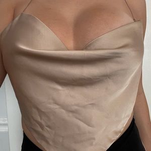 satin cowl neck top